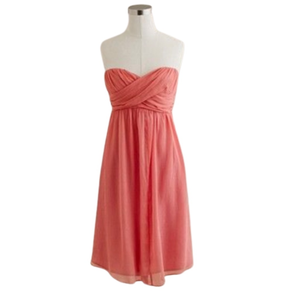 NWT 4 JCrew Taryn Dress Silk Chiffon Formal Cocktail Salmon Prom Medium Papaya